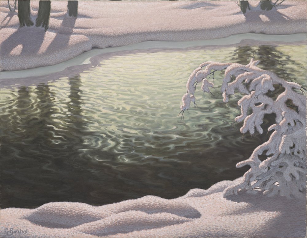 Gustaf Fjaestad | 'Winter Brook', c. 1908